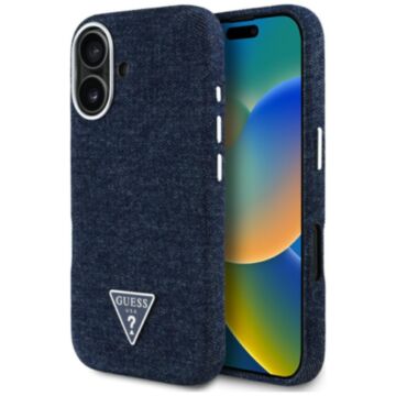 Guess Denim Triangle Logo MS niebieski - etui iPhone 16