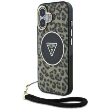 Guess HC IML Leopard Triangle Cord Strap brązowy - etui iPhone 16