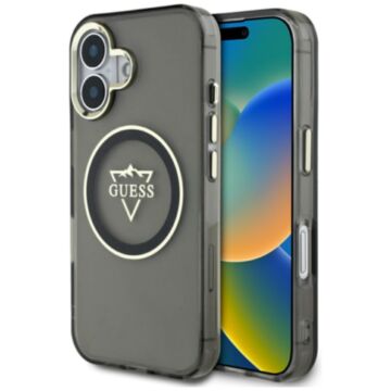 Guess IML Metal Mountain Logo MS czarny - etui iPhone 16