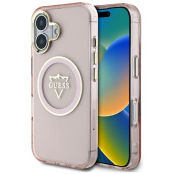 Guess IML Metal Mountain LogoMS różowy - etui iPhone 16