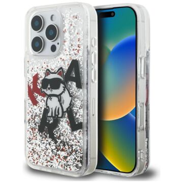 Karl Lagerfeld Liquid Glitter Choupette Logo przezroczysty - etui iPhone 16 Pro Max