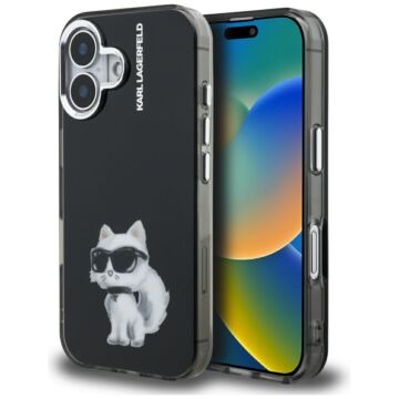 Karl Lagerfeld IML Aquarelle Choupette Logo czarny - etui iPhone 16