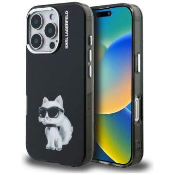 Karl Lagerfeld IML Aquarelle Choupette Logo czarny - etui iPhone 16 Pro Max