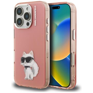 Karl Lagerfeld IML Aquarelle Choupette Logo różowy - etui iPhone 16 Pro