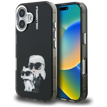 Karl Lagerfeld IML Aquarelle Karl Choupette Logo czarny - etui iPhone 16