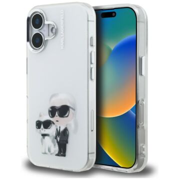 Karl Lagerfeld IML Aquarelle Karl Choupette Logo biały - etui iPhone 16