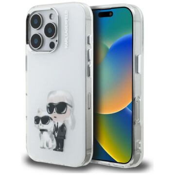 Karl Lagerfeld IML Aquarelle Karl Choupette Logo biały - etui iPhone 16 Pro