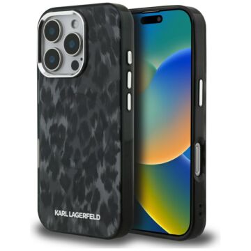 Karl Lagerfeld IML Leopard Pattern MS czarny - etui iPhone 16 Pro