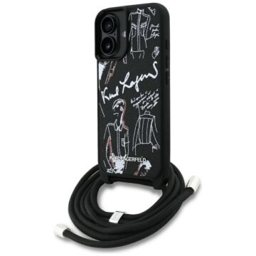 Karl Lagerfeld Crossbody Grained Pattern Logo czarny - etui iPhone 16