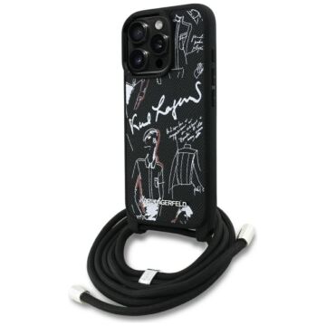 Karl Lagerfeld Crossbody Grained Pattern Logo czarny - etui iPhone 16 Pro