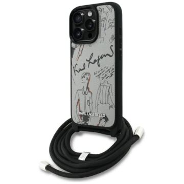 Karl Lagerfeld Crossbody Grained Pattern Logo szary - etui iPhone 16 Pro