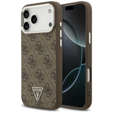 Guess 4G Triangle Logo MS brązowy srebrny - etui iPhone 17 Pro Max