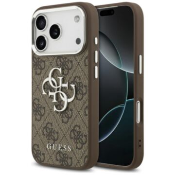Guess 4G Big 4G Classic Logo brązowy srebrny - etui iPhone 17 Pro