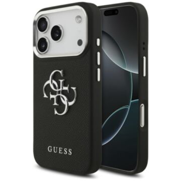 Guess Grained Big Classic 4G czarny - etui iPhone 17 Pro