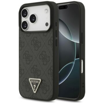 Guess Leather 4G Triangle Strass MS czarny - etui iPhone 17 Pro