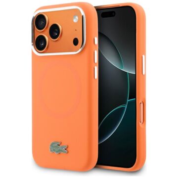 Lacoste Silicone Metal Logo MS pomarańczowy - etui iPhone 17 Pro Max