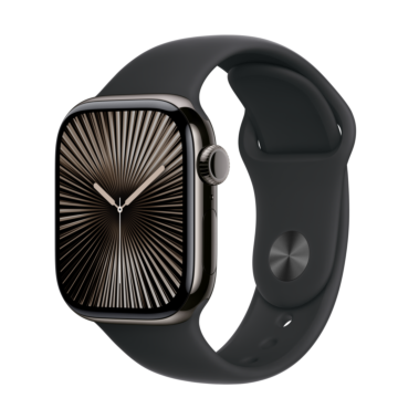 Apple Watch Series 10 GPS + Cellular 42mm Slate Titanium Case with Black Sport Band - S/M