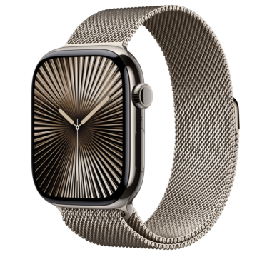 Apple Watch Series 10 GPS + Cellular 46mm Natural Titanium Case with Natural Milanese Loop - S/M