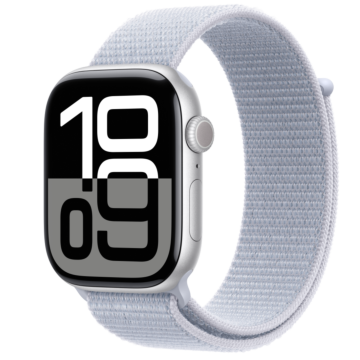 Apple Watch Series 10 GPS + Cellular 46mm Silver Aluminium Case with Blue Cloud Sport Loop