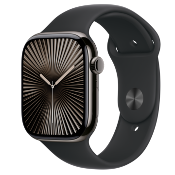 Apple Watch Series 10 GPS + Cellular 46mm Slate Titanium Case with Black Sport Band - M/L