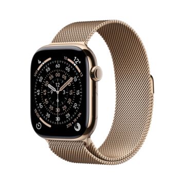 Apple Watch Series 11 GPS + Cellular 42mm Gold Titanium Case with Gold Milanese Loop