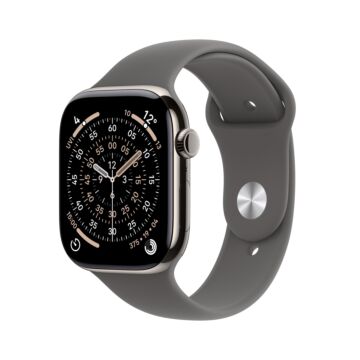 Apple Watch Series 11 GPS + Cellular 42mm Natural Titanium Case with Stone Grey Sport Band - M/L