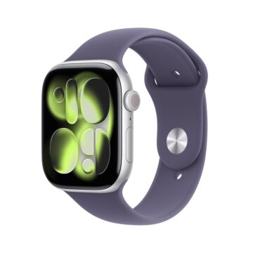 Apple Watch Series 11 GPS + Cellular 42mm Silver Aluminium Case with Purple Fog Sport Band - S/M