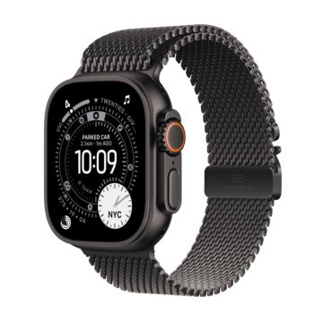 Apple Watch Ultra 3 GPS + Cellular 49mm Black Titanium Case with Black Titanium Milanese Loop - Small