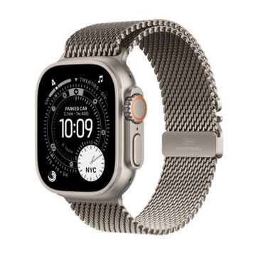 Apple Watch Ultra 3 GPS + Cellular 49mm Natural Titanium Case with Natural Titanium Milanese Loop - Medium