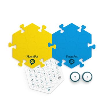 FluentPet Basic Tester Kit - zestaw 2 przycisków z piankowymi matami i naklejkami do komunikacji z psem / kotem