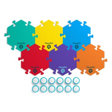 FluentPet Connect Key Vocab Expansion Kit - zestaw 12 przycisków z piankowymi matami oraz naklejkami do komunikacji z psem / kotem do systemu Connect