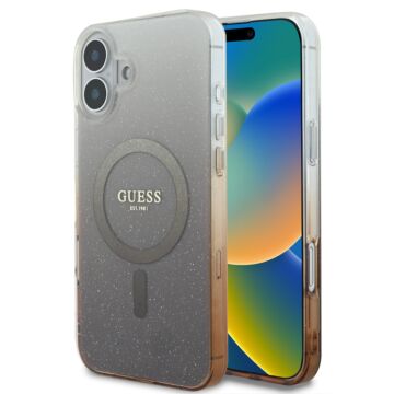 Guess IML Glitter Gradient MagSafe brązowy - etui iPhone 16 Plus