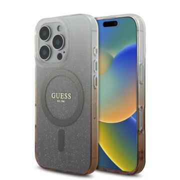 Guess IML Glitter Gradient MagSafe brązowy - etui iPhone 16 Pro