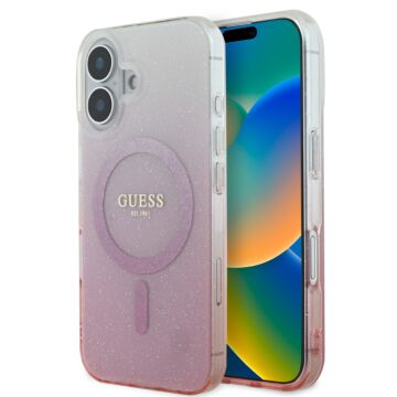 Guess IML Glitter Gradient MagSafe różowy - etui iPhone 16