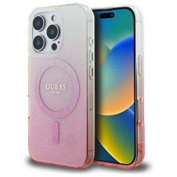 Guess IML Glitter Gradient MagSafe różowy - etui iPhone 16 Pro Max