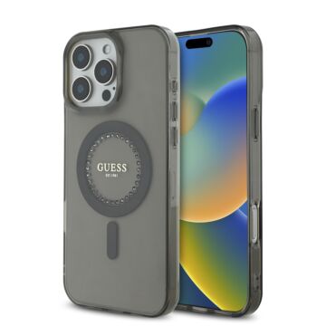 Guess IML Rhinestones MagSafe Czarny - etui iPhone 16 Pro