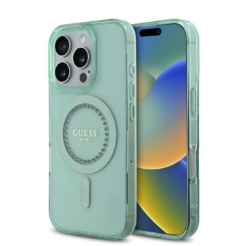 Guess IML Rhinestones MagSafe Zielony - etui iPhone 16 Pro Max