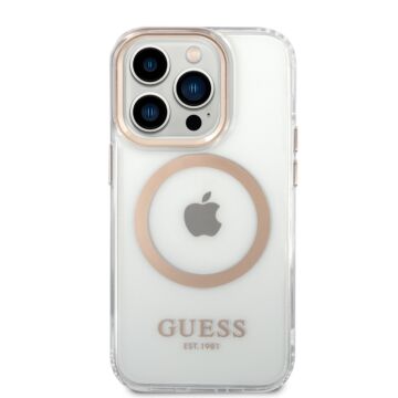 Guess Metal Outline Magsafe Gold - etui iPhone 15 Pro