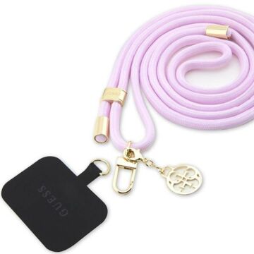 Guess Nylon 4G Metal Charm Liliowy - smycz do telefonu