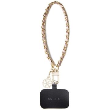 Guess Saffiano Chain 4G Charm Różowy - smycz do telefonu