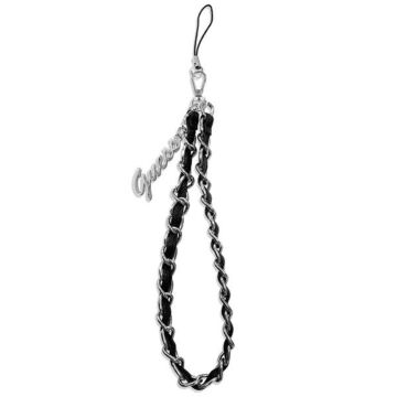 Guess Strap Chain Metal Logo Charm Czarny - zawieszka