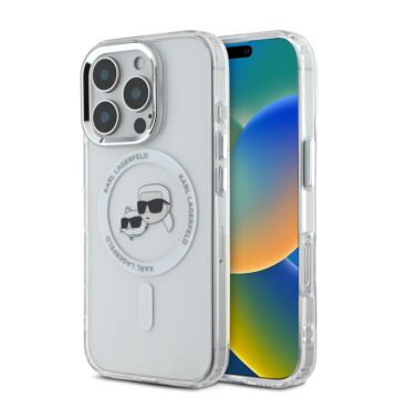 Karl Lagerfeld IML Metal Karl&Choupette Head MagSafe Biały - etui iPhone 16 Pro Max