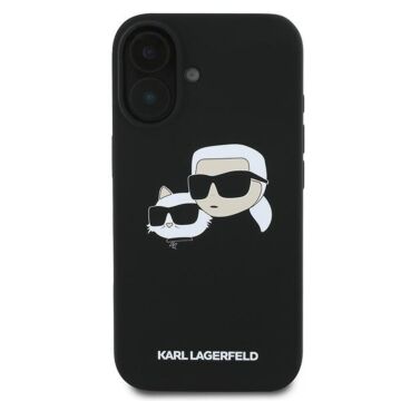 Karl Lagerfeld Silicone Double Heads Print MagSafe Czarny - etui iPhone 16 Plus
