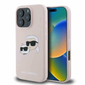 Karl Lagerfeld Silicone Double Heads Print MagSafe Różowy - etui iPhone 16 Pro Max