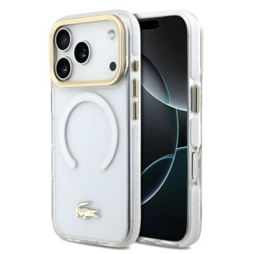 Lacoste Shockproof Frosted Gold biały - etui iPhone 17 Pro
