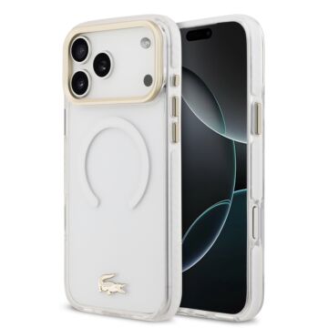 Lacoste Shockproof Frosted Gold biały - etui iPhone 17 Pro Max