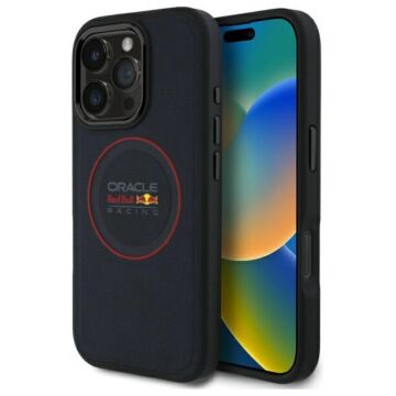 Red Bull Leather Red Ring MagSafe granatowy - etui iPhone 16 Pro