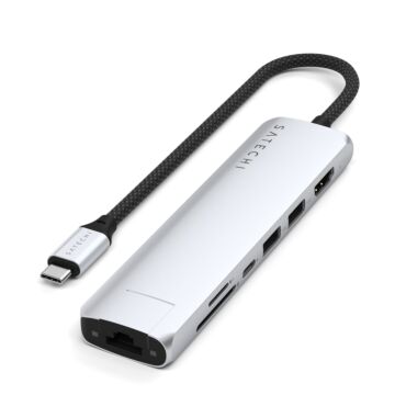 Satechi 7-in-1 USB-C Slim Multiport Adapter with Ethernet Srebrny - przejściówka USB-C