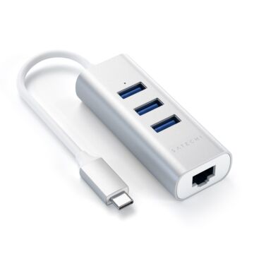 Satechi Aluminium Hub 2in1 Srebrny - przejściówka USB-C