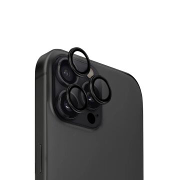 UNIQ Optix Aluminium Camera Lens Czarny - szkło ochronne na kamerę iPhone 16 Pro/16 Pro Max
